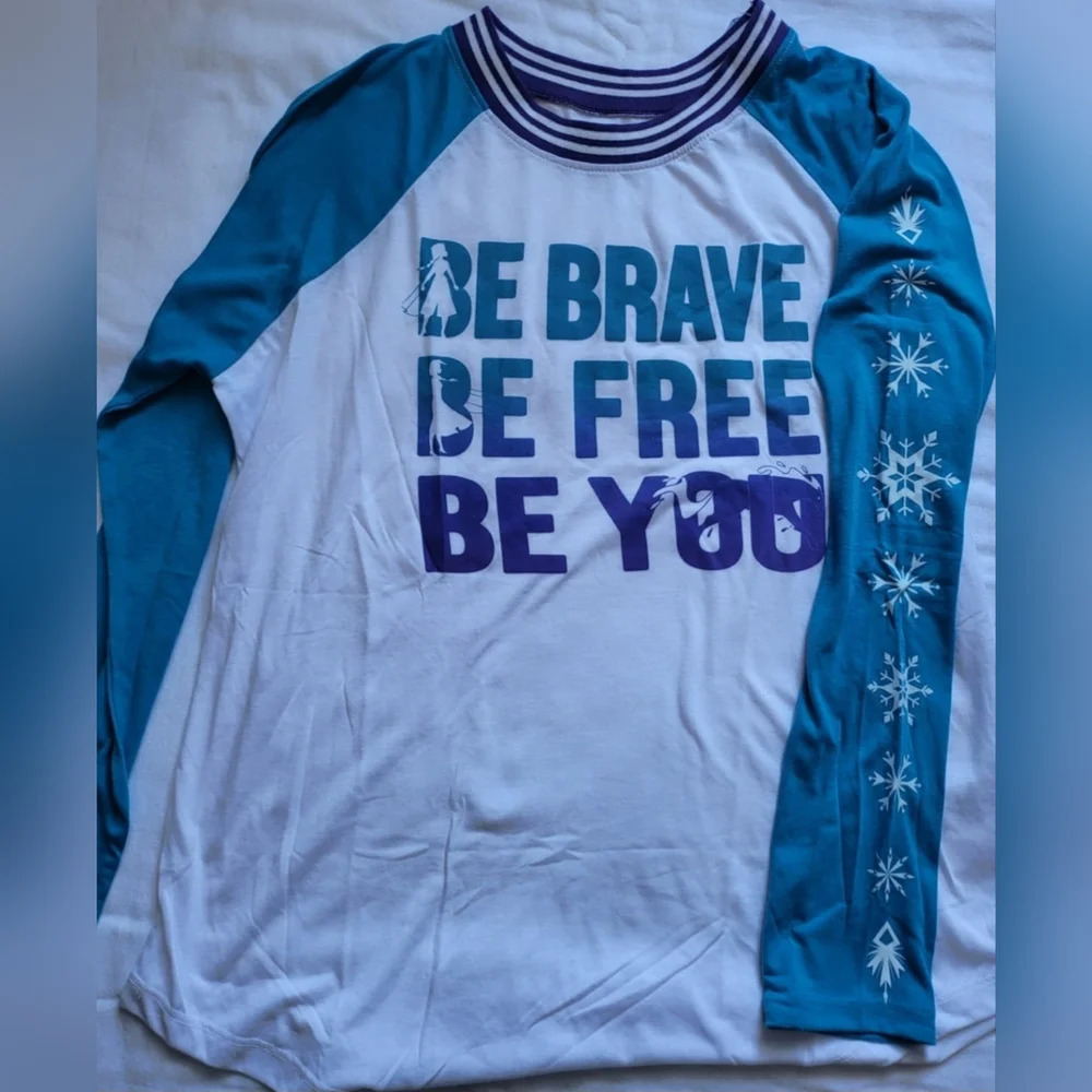 Disney Frozen II White Blue Be‎ Brave Long Sleeve Tee Juniors XL (15/17)
